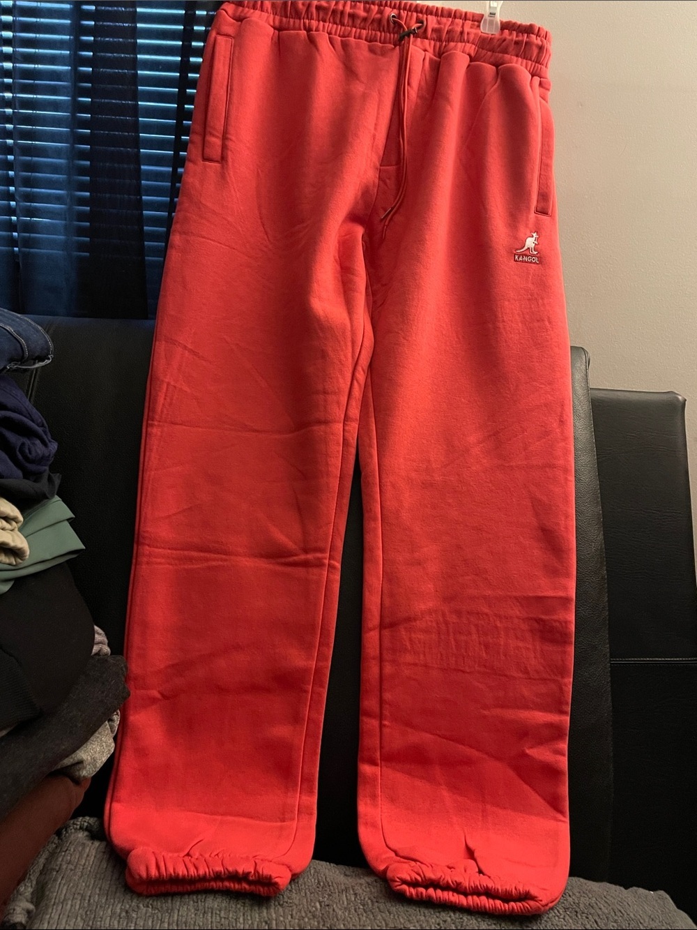 KANGOL MENS LOGO JOGGER SWEATPANTS LIVING CORAL SIZE LARGE NWT